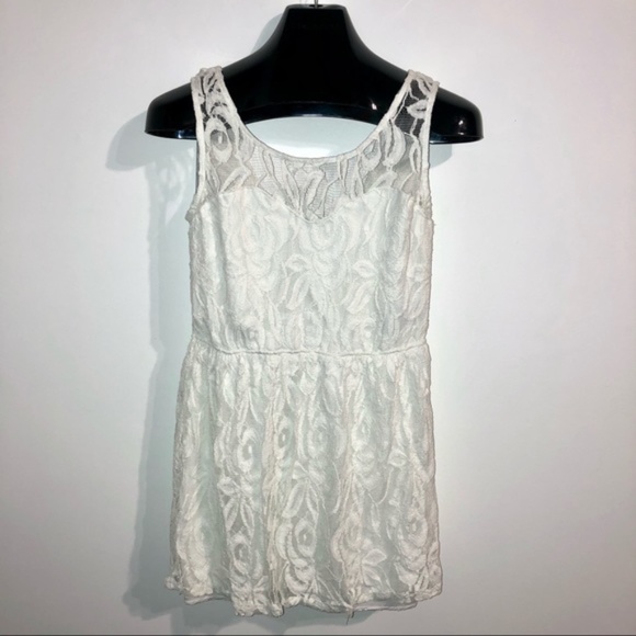 LA Hearts White Lace Mini Dress or Long Top Size Large Bridal or Baby Shower - Picture 3 of 6